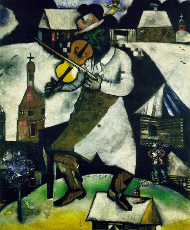 马克·夏加尔，小提琴家，1912-1913，布面油画，阿姆斯特丹市立博物馆