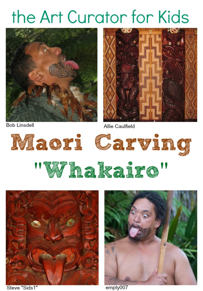 儿童艺术策展人-世界各地的艺术-新西兰-毛利雕刻，Whakairo，哈卡