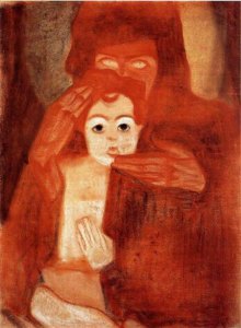 还有埃贡·席勒的影子,母亲和儿童(麦当娜),1908年