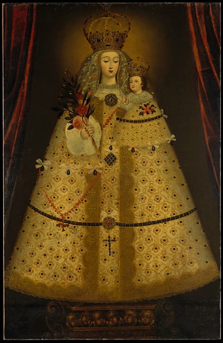 秘鲁人，《圣母玫瑰经》Guápulo，约1680年，布面油画