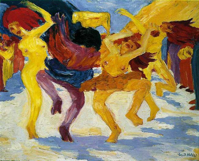 儿童艺术策展人-动觉艺术史，艺术中的动觉学习-埃米尔·诺尔德，《围着金牛犊跳舞》，1910年