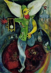 艺术策展人的孩子——动觉艺术史,动觉学习艺术——马克·夏卡尔,变戏法的人,1943年,芝加哥艺术学院油画