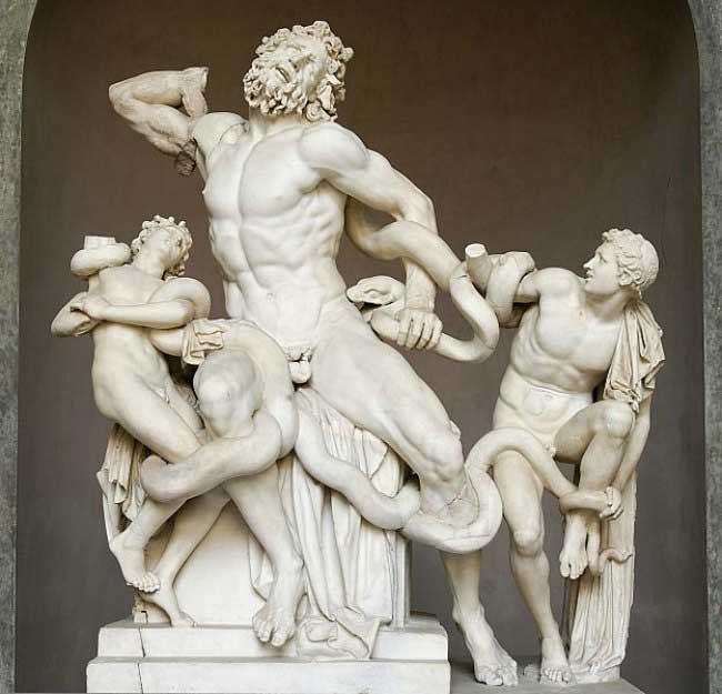 Laocoön和他的儿子们，也被称为Laocoön集团，复制后希腊的原创约公元前200年，古希腊雕塑课