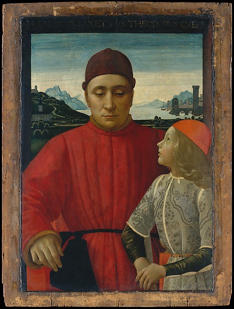 儿童艺术策展人-艺术史上的父亲- Domenico Ghirlandaio, Francesco Sassetti(1421-1490)和他的儿子Teodoro，约1488