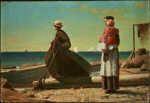 儿童艺术策展人-艺术史中的父亲-温斯洛·霍默，《爸爸来了》，1873年