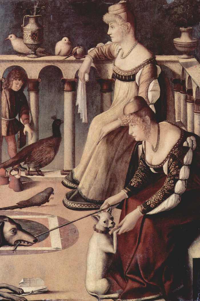 艺术中的狗——维托雷·卡帕乔，《两个威尼斯女人》，1490年