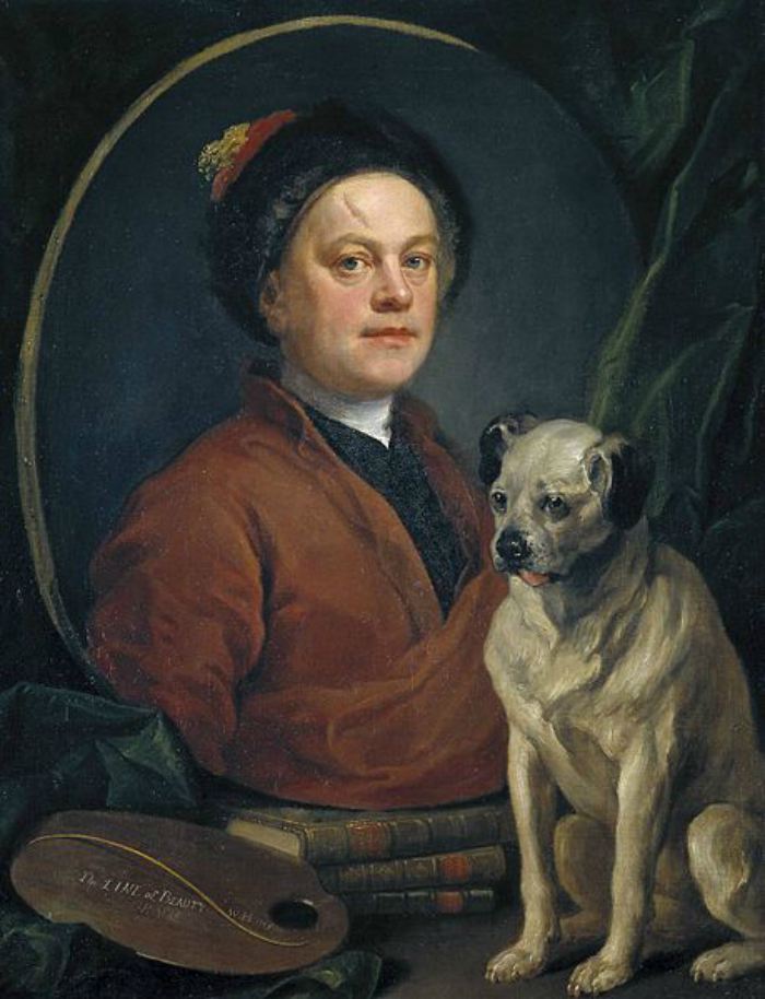 艺术中的狗——威廉·霍加斯，画家和他的哈巴狗，1745年